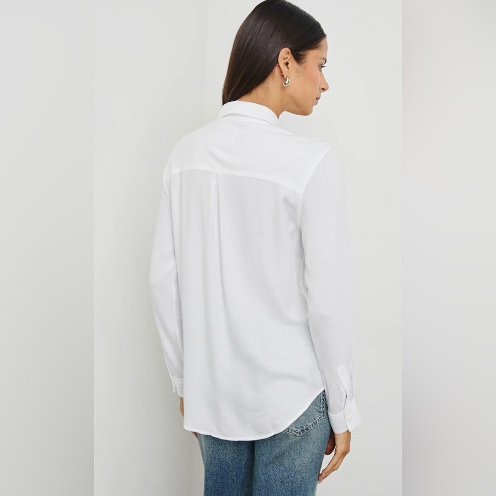 RAILS Twill Rayon Hunter Long Sleeve Button Down Shirt in Ivory Check Size Small - Picture 5 of 12